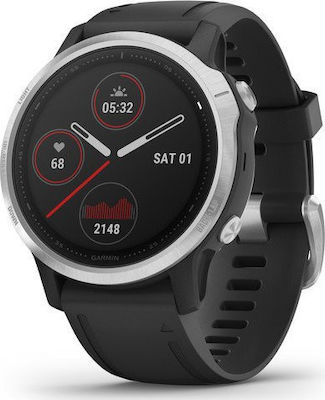 Garmin Fenix 6S 42mm Smartwatch mit Pulsmesser (Silver with Black Band)