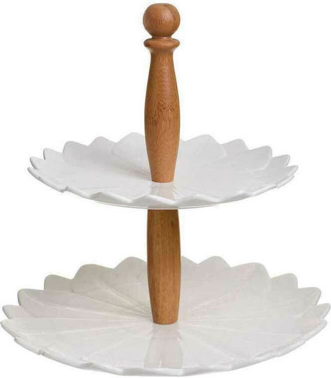 Click Εταζέρα 2 Ορόφων από Πορσελάνη Λευκή Ø27xY27cm