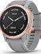 Garmin Fenix 6 Sapphire Stainless Steel 42mm Waterproof Smartwatch with Heart Rate Monitor (Rose Gold-Tone with Powder Grey Band)