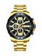 Curren Watch Chronograph Battery with Metal Bracelet Gold