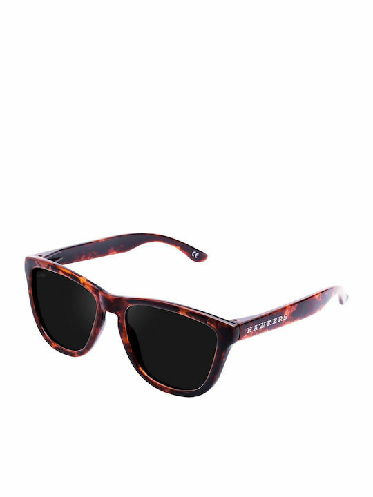 Hawkers Dark One Sunglasses with Carey Dark Tartaruga Plastic Frame and Black Lens