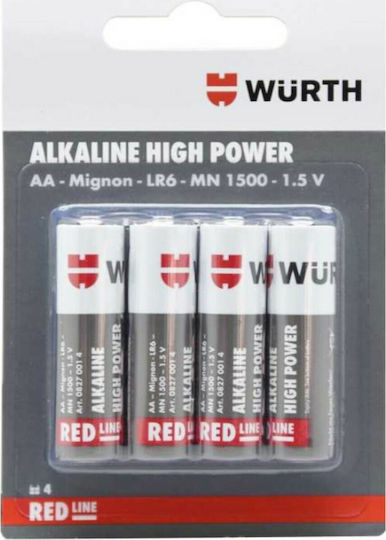 Wurth Red Line Alkaline Batterien AA 1.5V 4Stück 08270014