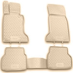 Novline Set of Front and Rear Mats Tray Type 4pcs from Rubber for BMW Series 5 Beige