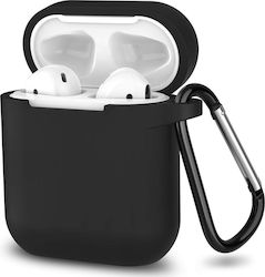 ObaStyle Hülle Silikon mit Haken in Schwarz Farbe für Apple AirPods 1 / AirPods 2