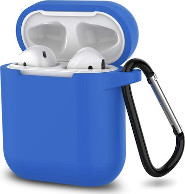 ObaStyle Hülle Silikon mit Haken in Blau Farbe für Apple AirPods 1 / AirPods 2