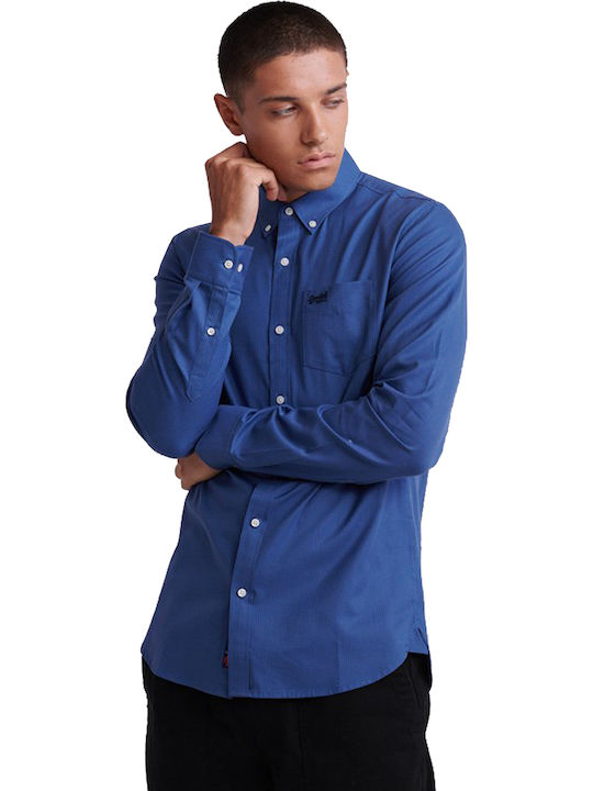 Superdry Clasic London Men's Shirt Long Sleeve Cotton Blue