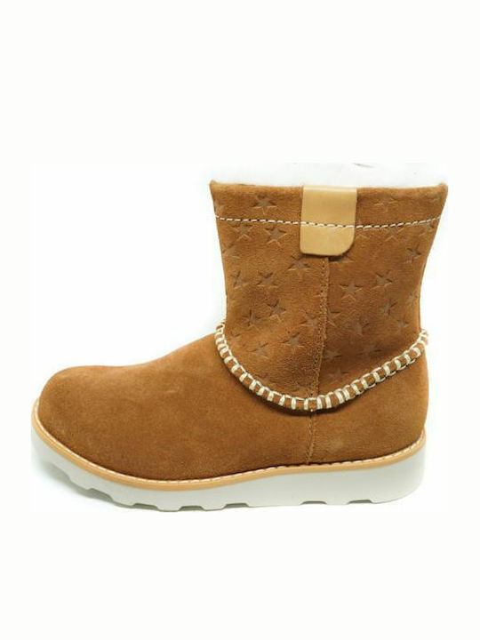 Crown Piper K Suede Kids Boots with Zipper Brown