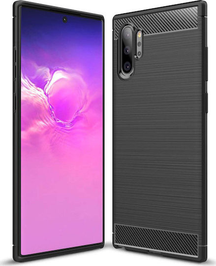 Hurtel Carbon Fiber Back Cover Silicon Negru (Galaxy Note 10+)