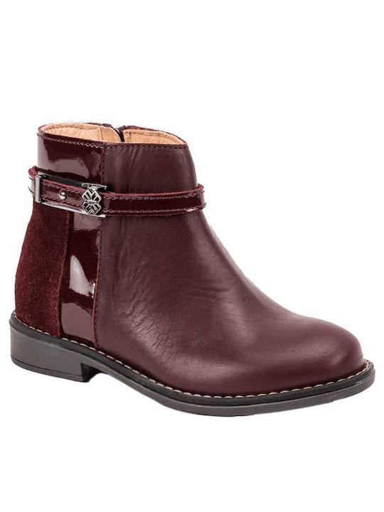 Mayoral Kids Leather Boots with Zipper Burgundy