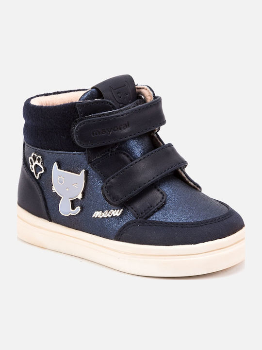 Kids Sneakers High with Scratch Navy Blue