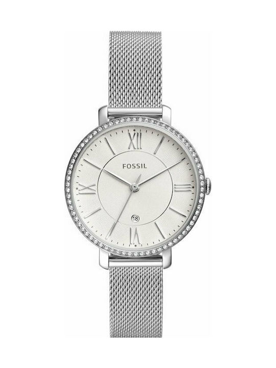 Fossil Jacqueline Crystals Watch with Silver Metal Bracelet