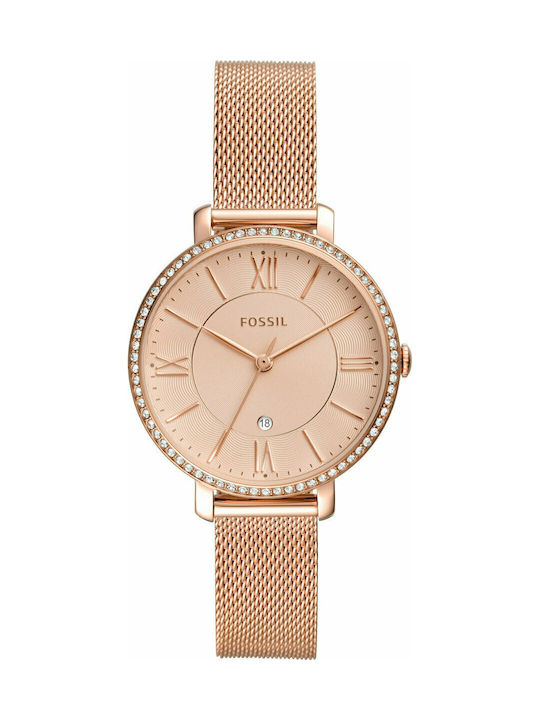 Fossil Jacqueline Crystals Watch with Pink Gold Metal Bracelet