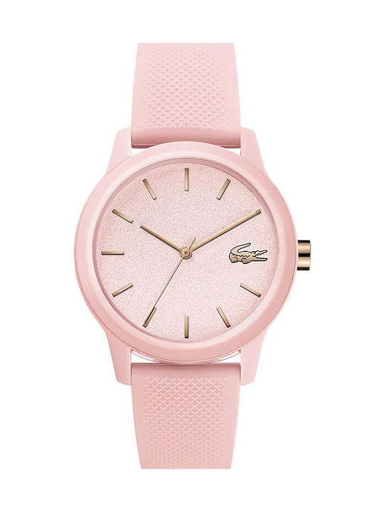 Lacoste Watch with Rubber Strap Pink 2001065