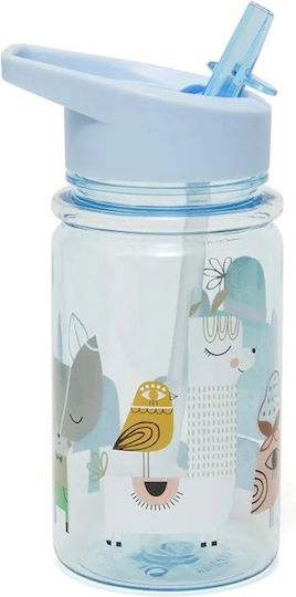 Petit Monkey Lama și Prietenii Sticlă pentru Copii Plastic cu Pai Lila 400ml