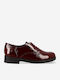 Leder Damen Oxfords in Burgundisch Farbe