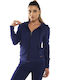 Women's Sweatshirt Jacket Hooded Navy Blue