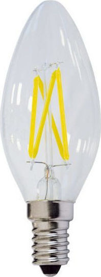 Optonica SP4-A4 Λάμπα LED 4W 98mm για Ντουί E14 και Σχήμα C35 Θερμό Λευκό 400lm