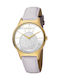 Esprit Uhr mit Weiß Lederarmband ES1L026L0025