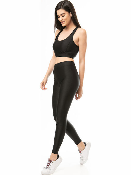 Women's Long Legging Shiny & High Waisted Black