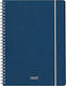 Next Spiral Notebook Ruled A4 4 Subjects Fabric Blue 1pcs