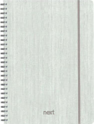 Next Spiral Notebook Ruled B5 4 Subjects Fabric White 1pcs