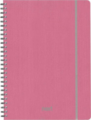 Next Spiral Notebook Ruled B5 140 Sheets 4 Subjects Fabric Pink 1pcs