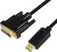 LogiLink 2m DVI-D male to DisplayPort male Cable Black (CV0131)