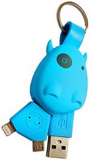 Munkees 3700 Keychain USB to Lightning / micro USB 0.1m Cable Blue