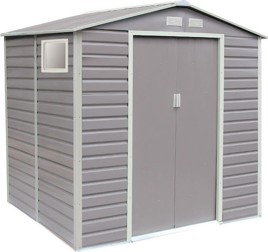 Evan Plus Metallic Galvanized Garden Warehouse with Double-Leaf Door & Air Vent Grey L2.13xW1.91xH2.11cm