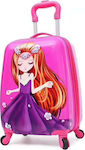 A2S Violet Girl Children's Cabin Travel Suitcase Hard Fuchsia with 4 Wheels Height 45cm.