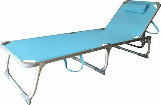 Strandliegen Hellblau Faltbar mit Kissen 190x60x30cm. 1Stück