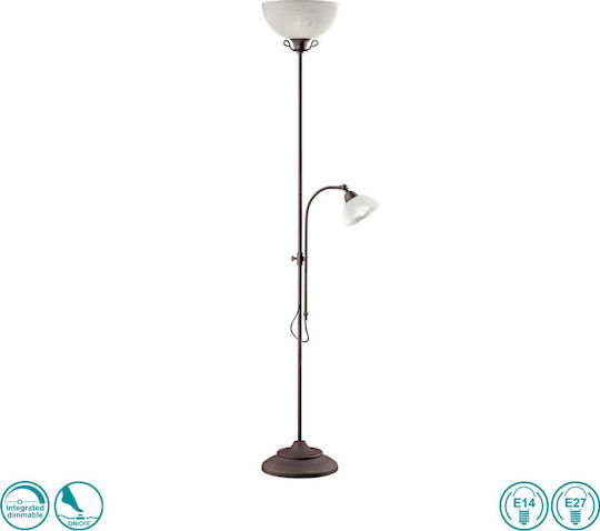 Trio Lighting Country Подова Лампа В180xД46см. с Цокъл за Крушка E27 Бял