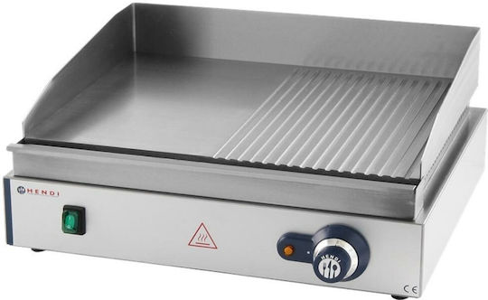 Hendi Commercial Flat Top Electric Griddle with Flat & Ribbed Plate 2.4kW 55x42x24cm