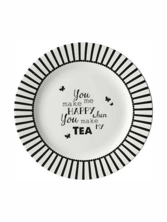 Dutch Rose Πιάτο Γλυκού Happy Tea Πιάτο Γλυκού από Πορσελάνη Λευκό με Διάμετρο 18cm