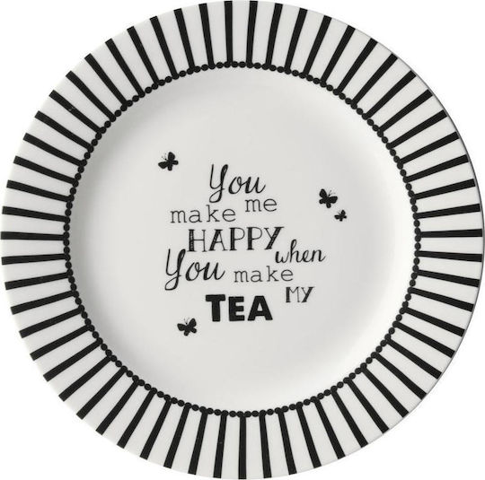 Dutch Rose Dessertteller Happy Tea Teller Wüste aus Porzellan White mit Durchmesser 18cm