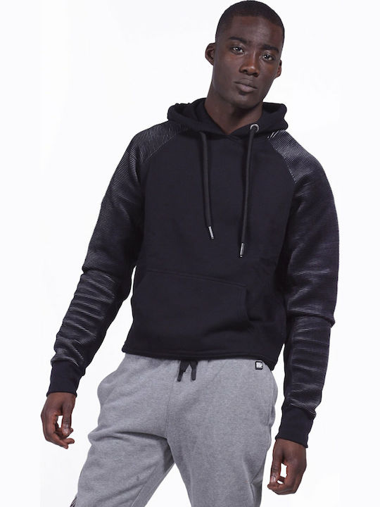 Body Action Men's Sweatshirt with Hood and Pockets Black