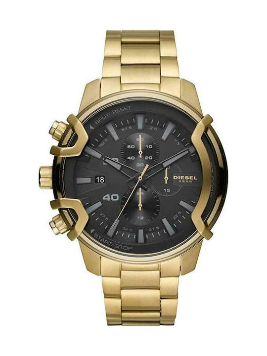 Diesel Ρολόι Griffed chronograph Χρονογράφος με Μεταλλικό Μπρασελέ σε Χρυσό χρώμα
