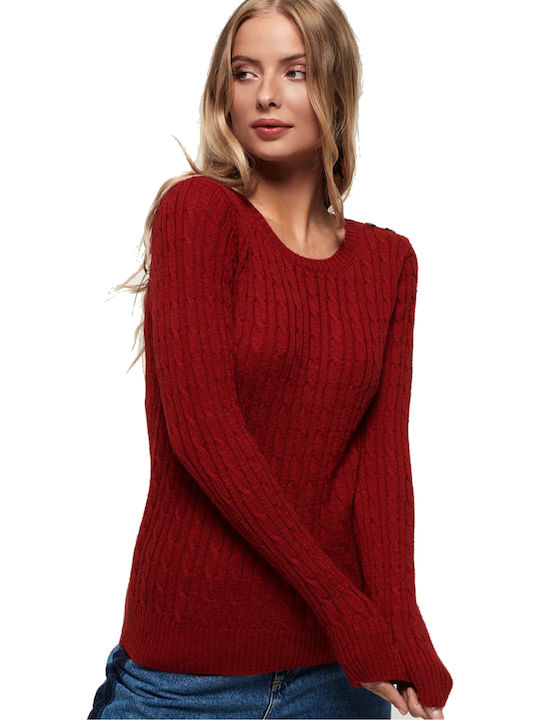 Superdry Croyde Cable Women's Long Sleeve Sweater Burgundy