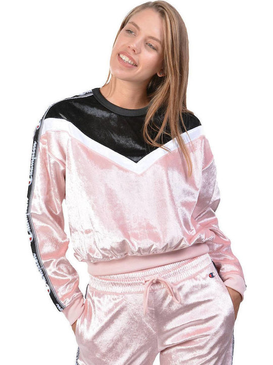 Cropped Women's Sweatshirt Velvet Pink