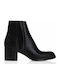 Sante Leather Women's Ankle Boots with Medium Heel Black