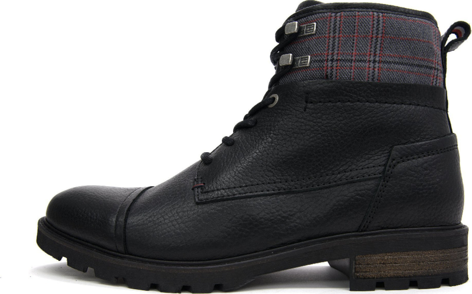 tommy hilfiger winter leather textile mix boot