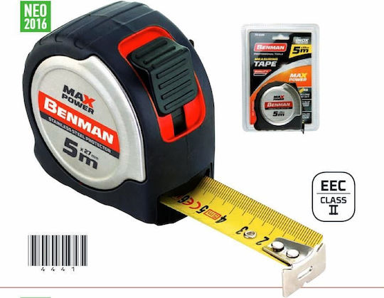 Benman MaxPower Μετροταινία με Αυτόματη Επαναφορά 27mm x 5m