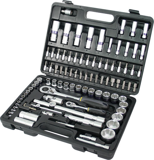 Topmaster Set Chei Tubulare și Chei Cu Clichet 1\2" & 1\4" 94 Bucăți