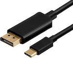 Powertech Regular USB 2.0 Cable USB-C male - DisplayPort male Μαύρο 1.2m (CAB-UC032)