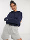 Women's Sweatshirt Jacket Velvet Hooded Navy Blue