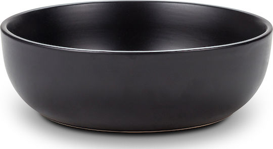 Nava Deep Plate Plate Soup Ceramic Black with Diameter 19cm