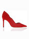 Sante Suede Pointed Toe Stiletto Red High Heels