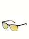 Police Men's Sunglasses with Brown Plastic Frame and Gold Mirror Lens