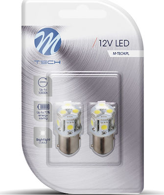 M-Tech Lămpi Autoturismului P21/5W-BAY15D-1157 LED Alb 12V 1.2W 2buc