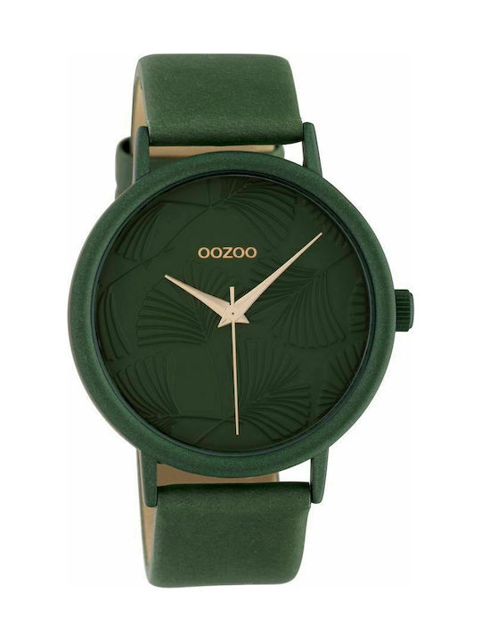 Oozoo Timepieces Watch with Green Leather Strap